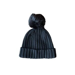 NEW JCREW Ribbed Pom-Pom Beanie in Black
